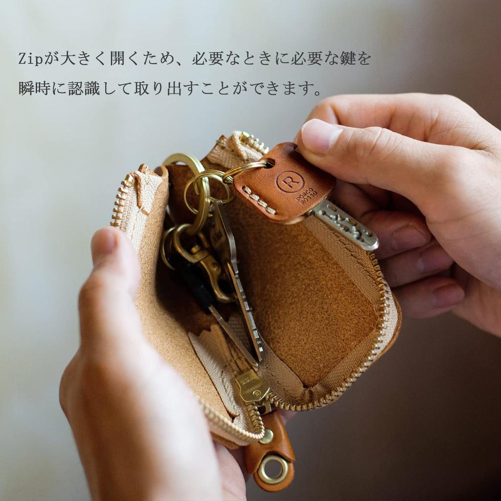 Чехол для ключей Smart Key Case для мужчин и женщин из натуральной кожи Tochigi Leather Smart Key Key Chain Leather Zipper Brand Made in Japan Brown [Porco Rosso] [Black