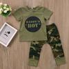 Camo Newborn Baby Boys Girls Short Sleeve T-shirt Tops Pants Outfits Set Clothes