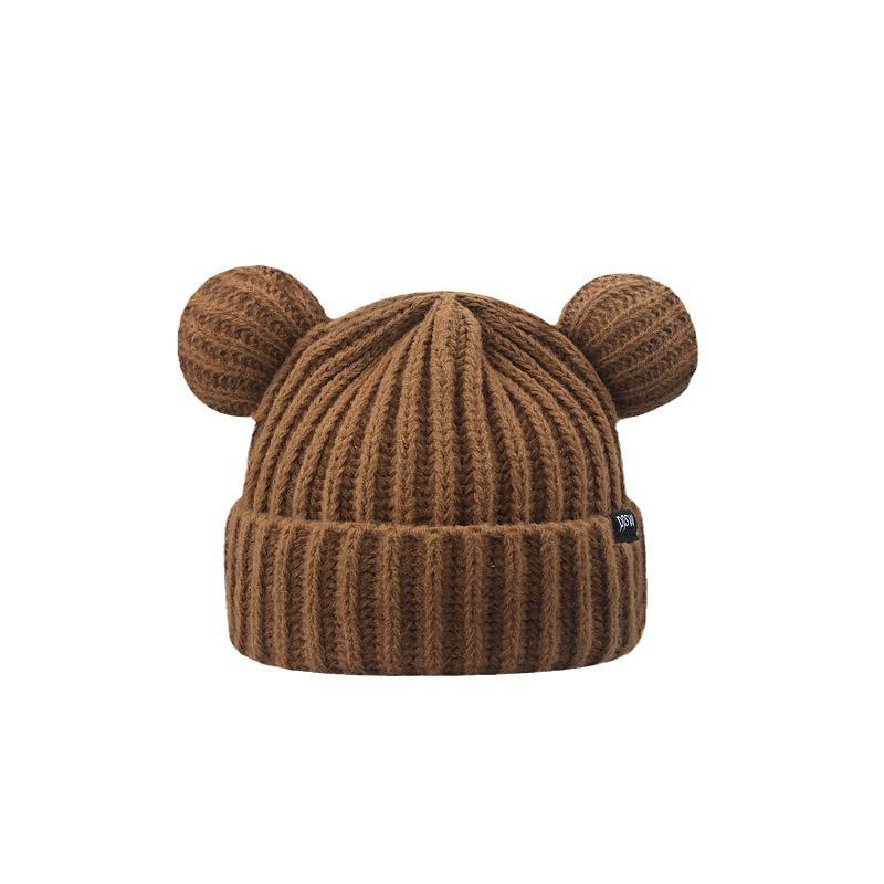 Женская вязаная шапка с кошачьими ушками, теплая на осень и зиму, с утолщенной защитой ушей для зимы, подчеркивающая лицо, маленькая студенческая шерстяная шапка в стиле инс