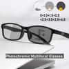 Men Women Retro Photochromic Reading Glasses Vintage Color Changing Multifocal Eyewear Unisex Square Frame Presbyopic Glasses