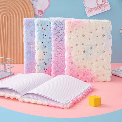 2024 Plush Notebook 80sheets/160pages Gradient Student Diary Handbook Notepad
