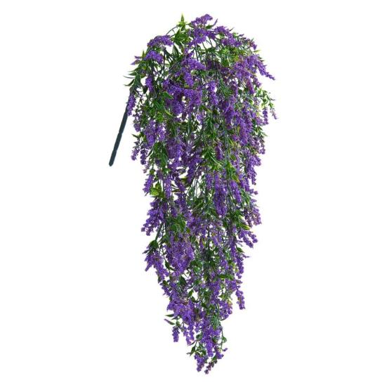 Artificial Lavender Flower UV Resistant Hanging Lavender Garland Fake Greenery Vines Plants for Indoor Oudoor Garden Porch Home Party Wedding