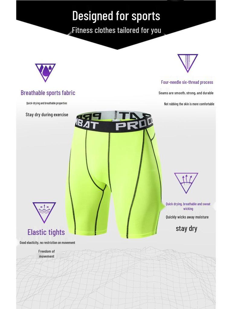 Men's Quick-Dry Elastic Sports Shorts - Breathable Compression Pants for Basketball, Running, Training, and Fitness.