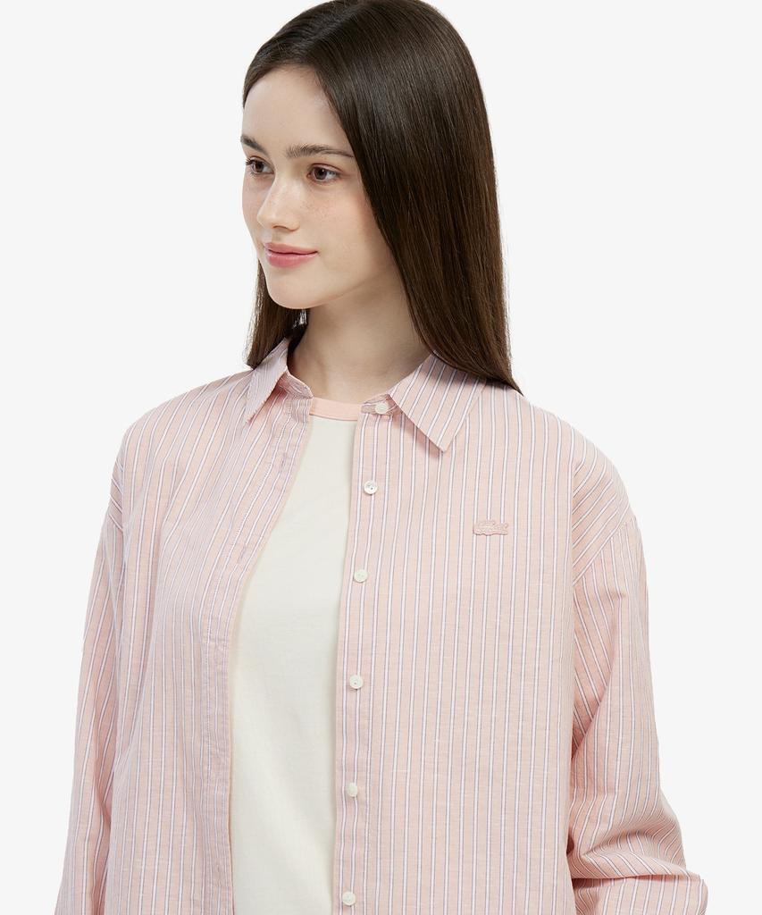 LACOSTE Women'S Cotton Linen Crop Shirt Cf006E-56G Ui2