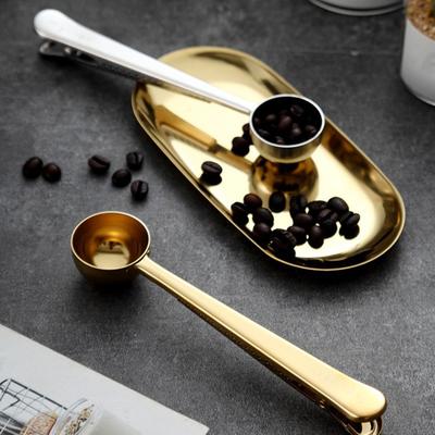 Кофейная ложка-зажим для пакетов, мерная ложка из нержавеющей стали со встроенным зажимом, пищевого качества, незаменимый инструмент бариста для свежести и точности