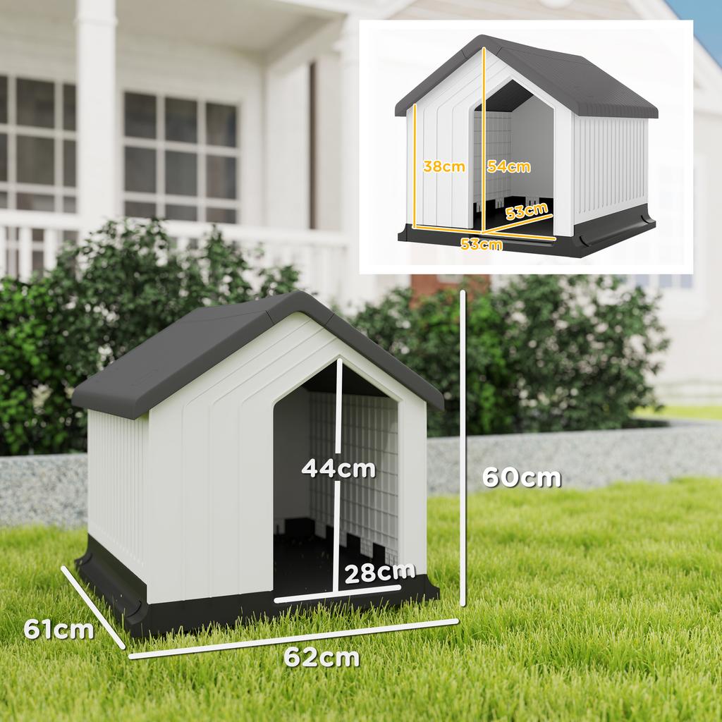 Small And Mini Outdoor Waterproof Plastic Dog House With Window 62x61x60 Cm Gray