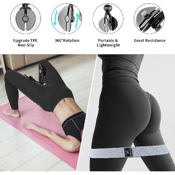 Thigh Master, Inner Thigh Toner Exercise Equipment for Women, Kegel Exerciser, Pelvic Floor Muscle Trainer for Home Workout with Resistance Band