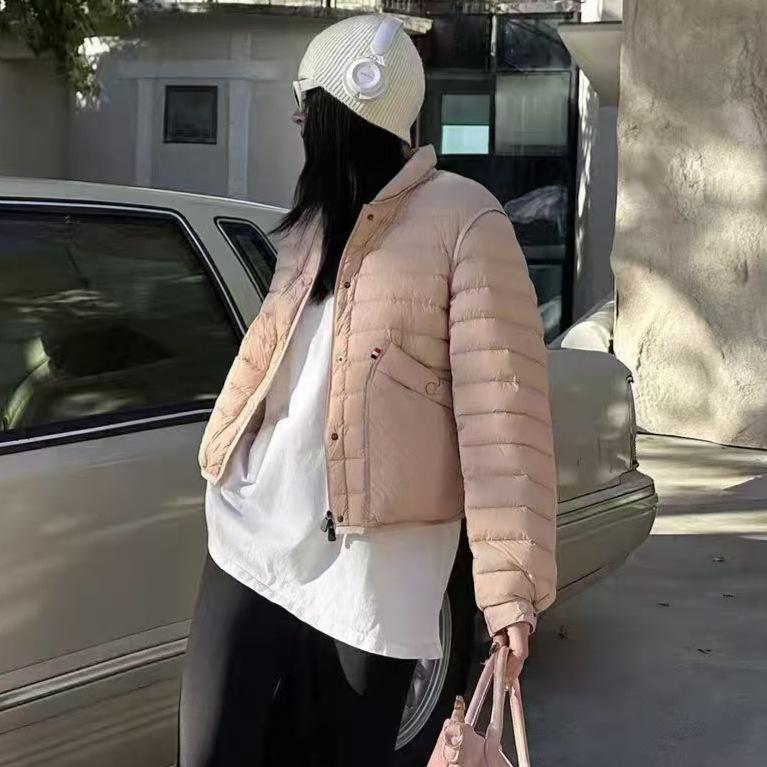 M's stand-up collar ribs down jacket women's short new white duck down fashionable foreign winter warm jacket