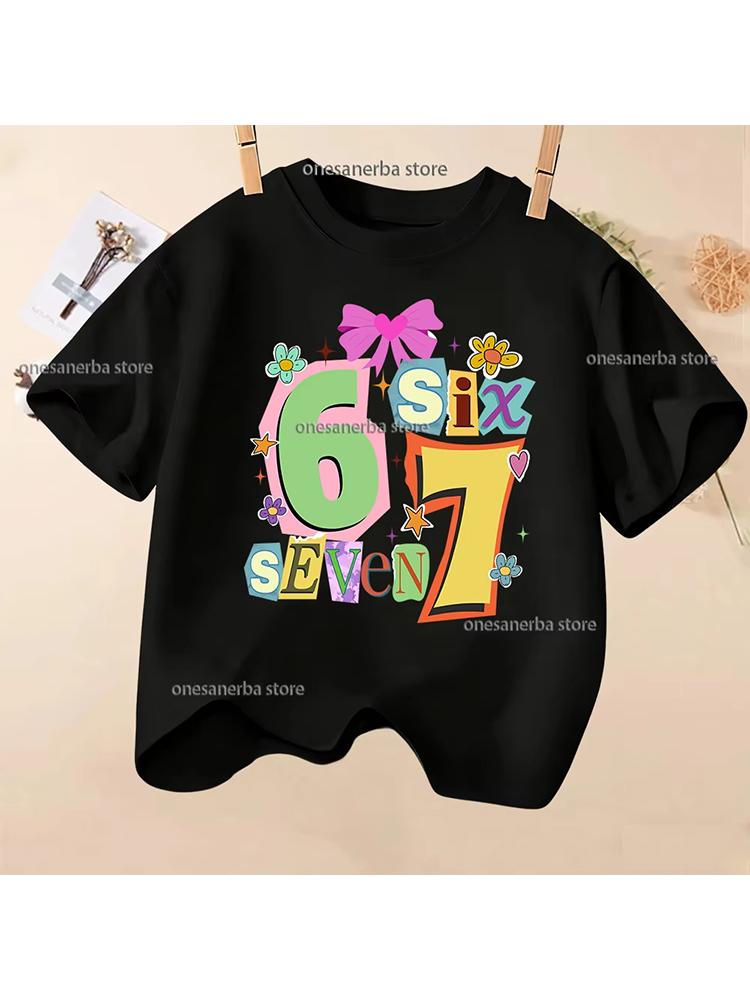 Kids Black 67 Ice Cream Donut Graphic TShirt Soft Cotton Cute Tee for Boys Girlsdf0163