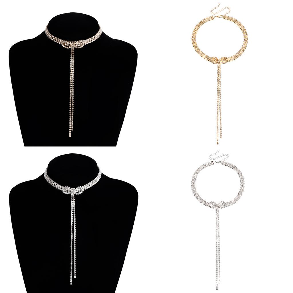 Ожерелье Ювелирный Тренд Бант Цепочка на Ключицу Легкая Роскошь Чокер Сверкающий Бахрома Цепочка на Шею