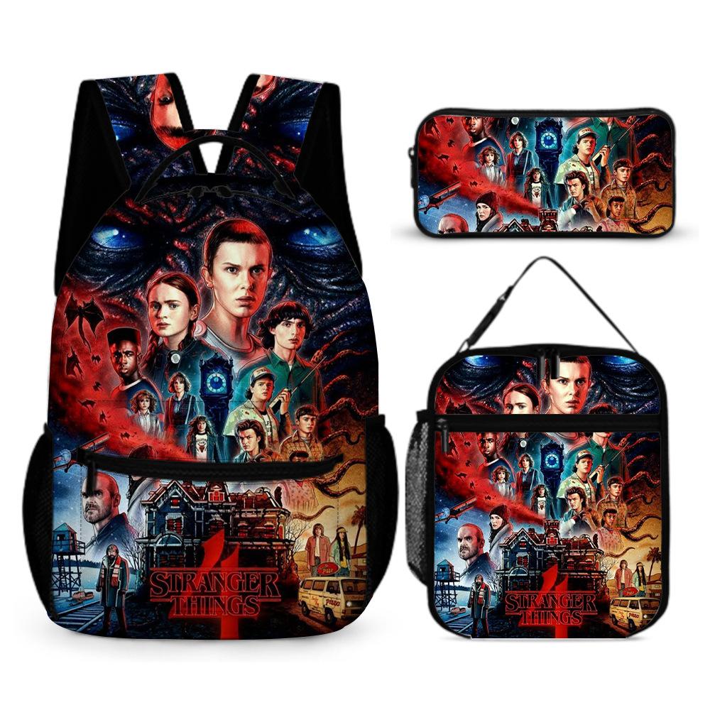 Школьный рюкзак Stranger Things 5 для учеников, 16 дюймов, сумка со стикерами, рюкзак Stranger Things 5, большая вместимость, на плечи студента