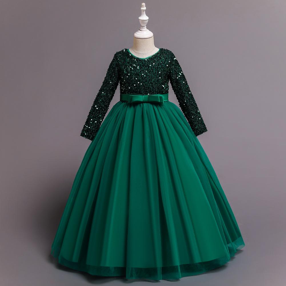 Party and Banquet Dresses Girl's Fall Children's Dresses Princess Dresses Small Hostess Dresses Sequins Mesh Wedding Tutu
