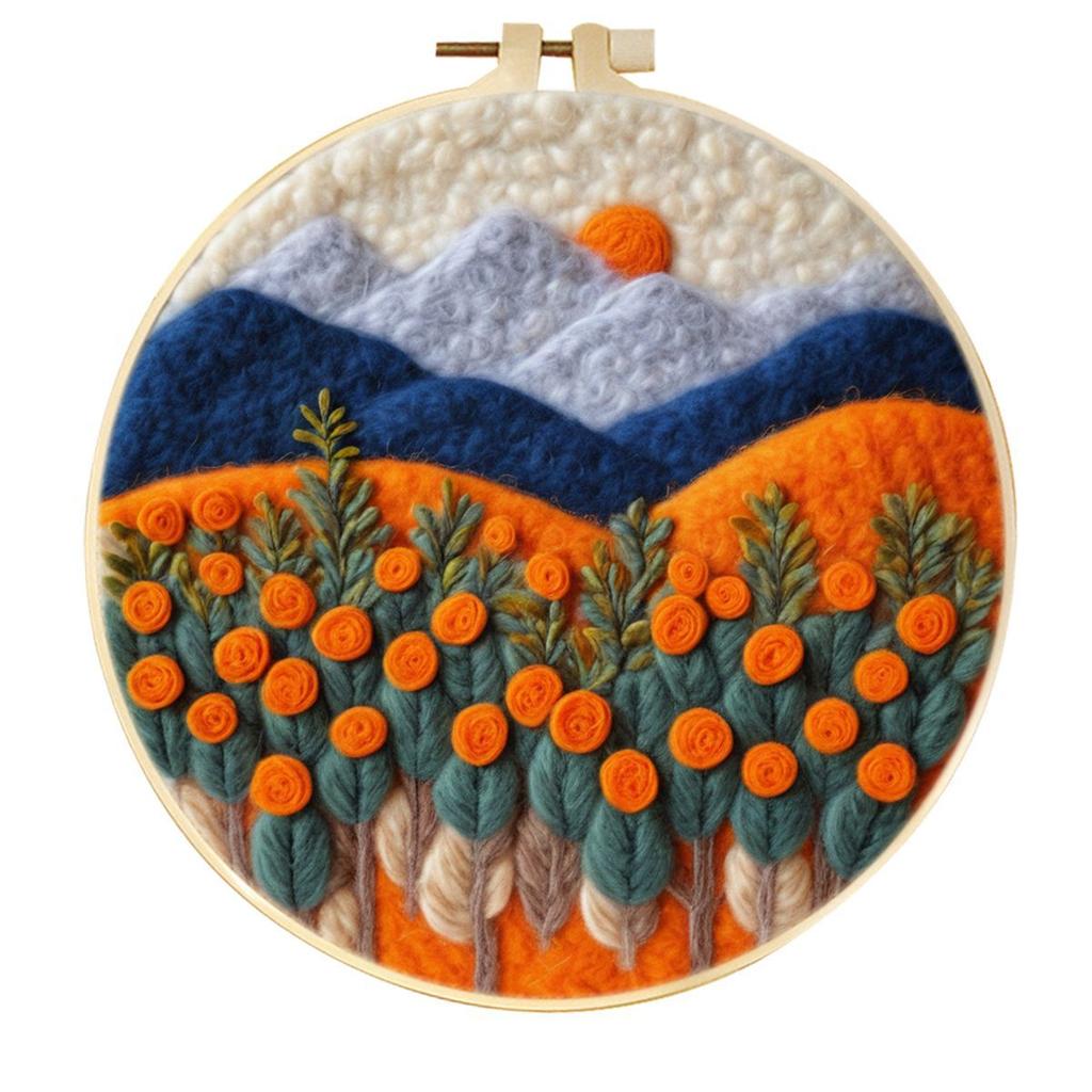 1pc Green Plant and Landscape Pattern Embroidery Kit, Felt Painting DIY Gift