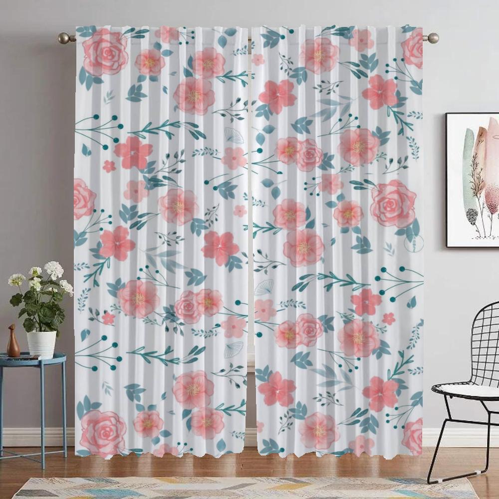 Цветочные элегантные шторы для комнаты, занавески для окна камеры, занавески для домашнего интерьера, 2 шт., абажуры, украшение на Хэллоуин, перегородка