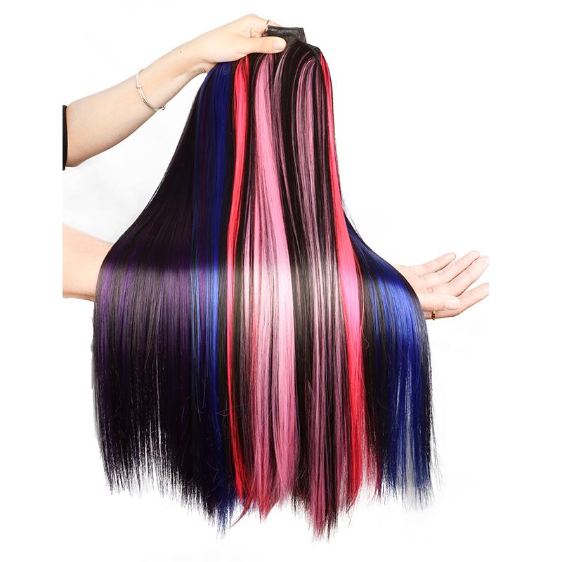 WIGSIN Synthetic 24Inch One Piece 5 Clip Long Straight Highlights Hair Extension Daily Hair Accessories for Women