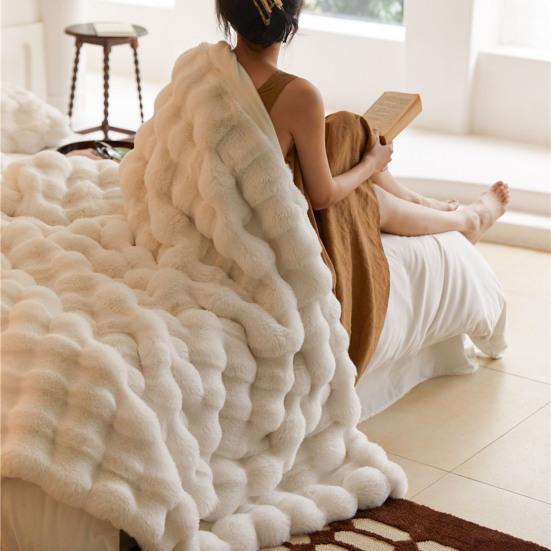 Роскошное бархатное одеяло, ультрамягкое микроволокно, мех кролика, двухстороннее плюшевое, комфортное, чистого цвета, супер теплое, для дивана, кровати, офиса, сна, зимнее одеяло