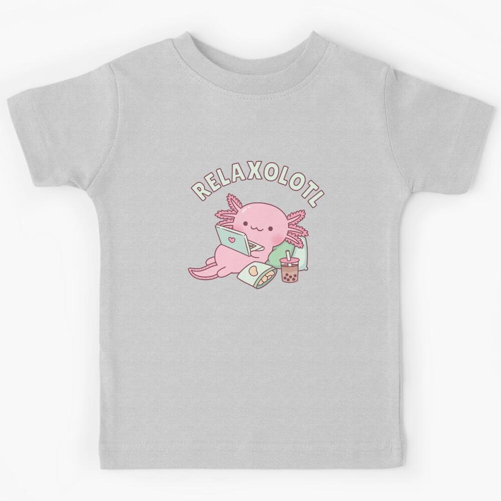 Cute Relax A Lot Axolotl Funny Pun Kids T-Shirt