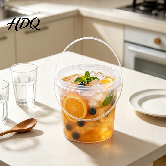 Хранение сыпучих продуктов 2 шт. Круглые ведра с крышкой и ручкой Одноразовые контейнеры Герметичные контейнеры для закусок Штабелируемый Пластик пищевого качества