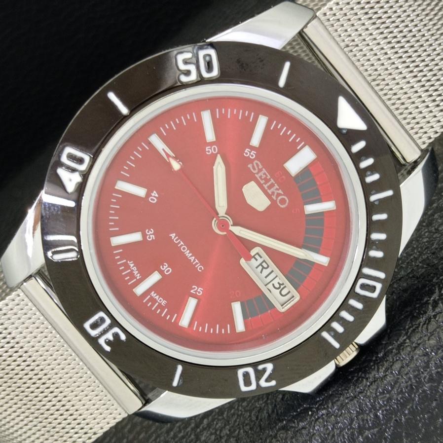 МУЖСКИЕ ВОССТАНОВЛЕННЫЕ SEIKO 5 JAPAN 6309A АВТОМАТИЧЕСКИЕ НАРУЧНЫЕ ЧАСЫ С КРАСНЫМ ЦИФЕРБЛАТОМ a426508-2