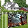 Background banner 1 piece, Halloween pumpkin ghost scare background fabric wall decoration, polyester fiber wall covering