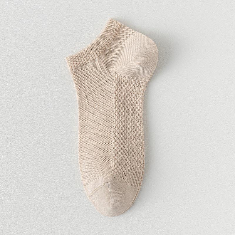 Женские носки-сеточка с низким вырезом для массажа - Антибактериальные, устойчивые к запаху, тонкие весенне-летние носки до щиколотки, универсального однотонного цвета для спорта.