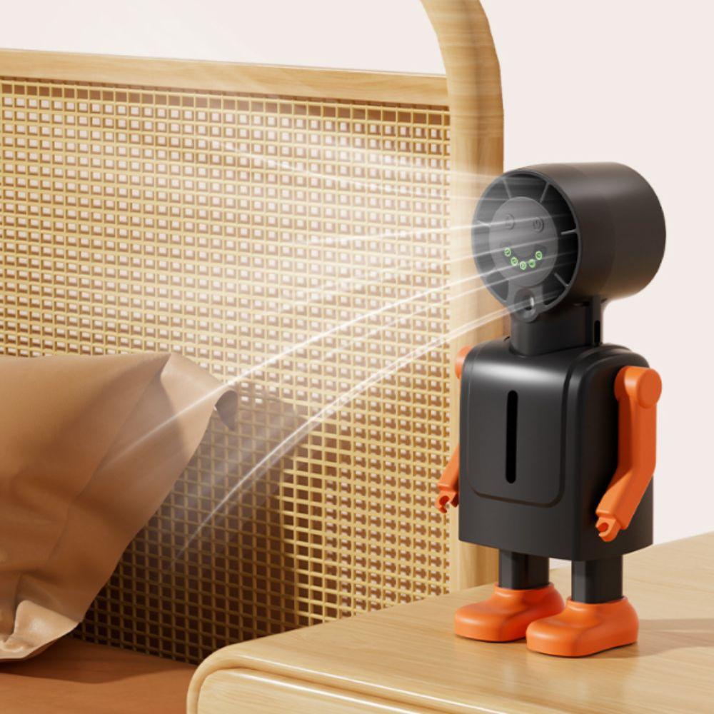 Cute Robot Shape Misting Handheld Fan LED Screen Display Mini Fan Rechargeable Fan Camping Travel