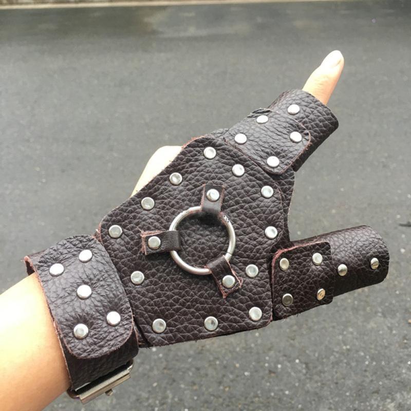 Steel Plate Hand Protect Fishing Leather Glove Wrist Guard Bracers Outdoor Tool for Fishing Hiking