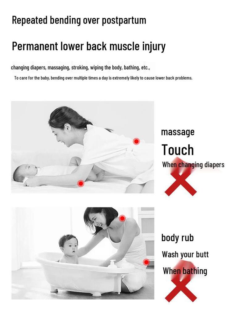 Baby Bathtub & Care Table Set with Raised Stand and Drying Rack