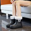 Зимние модные женские резиновые сапоги средней длины с толстыми подошвами, нескользящие женские резиновые сапоги, нескользящая обувь для отдыха на природе