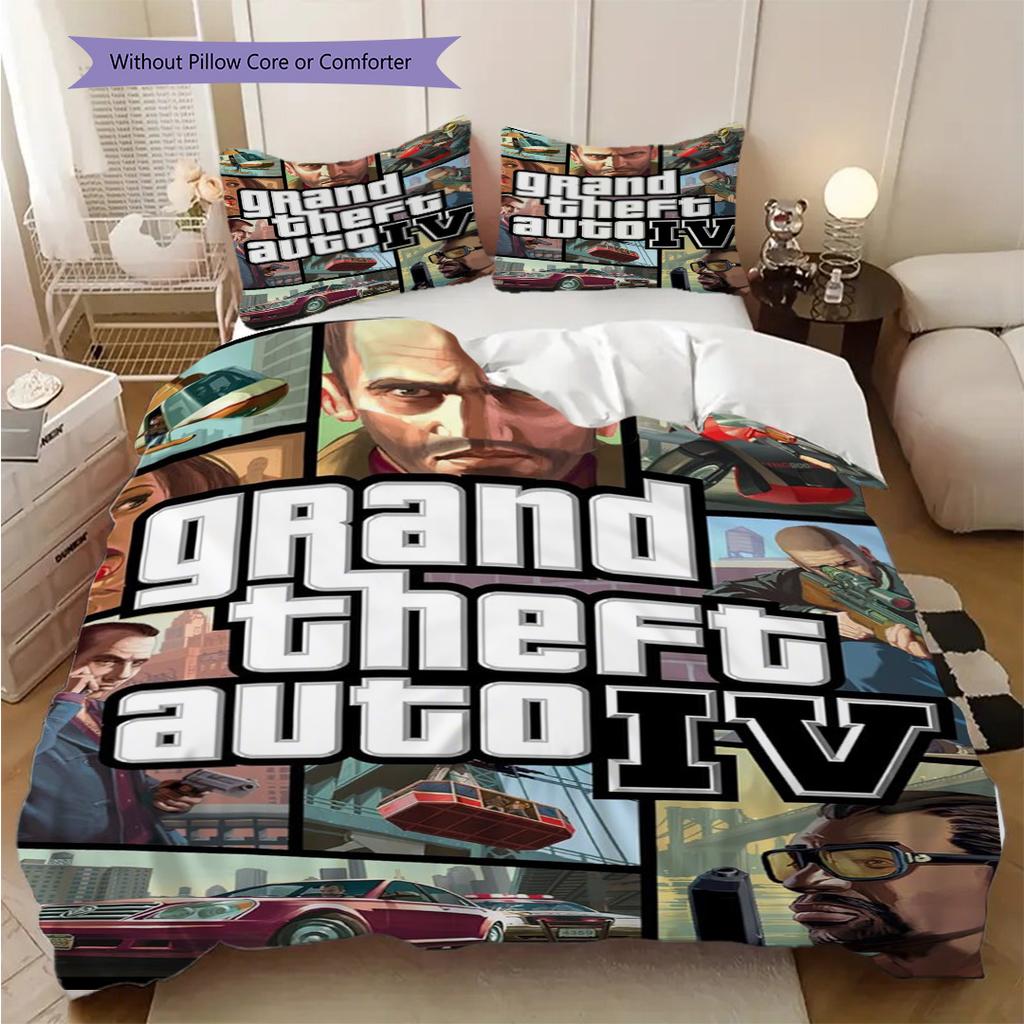Vibrant Characters Grand Theft Auto V Bedding (1 * duvet cover + 2 * pillowcase, without core) 2D Flat Christmas birthday gift Bedding set