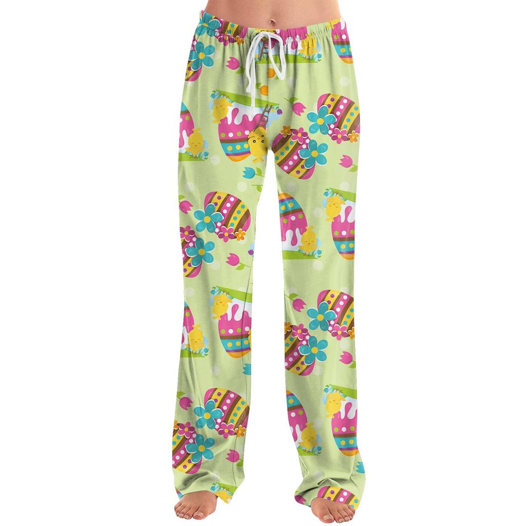 Женские модные свободные повседневные брюки с пасхальным принтом