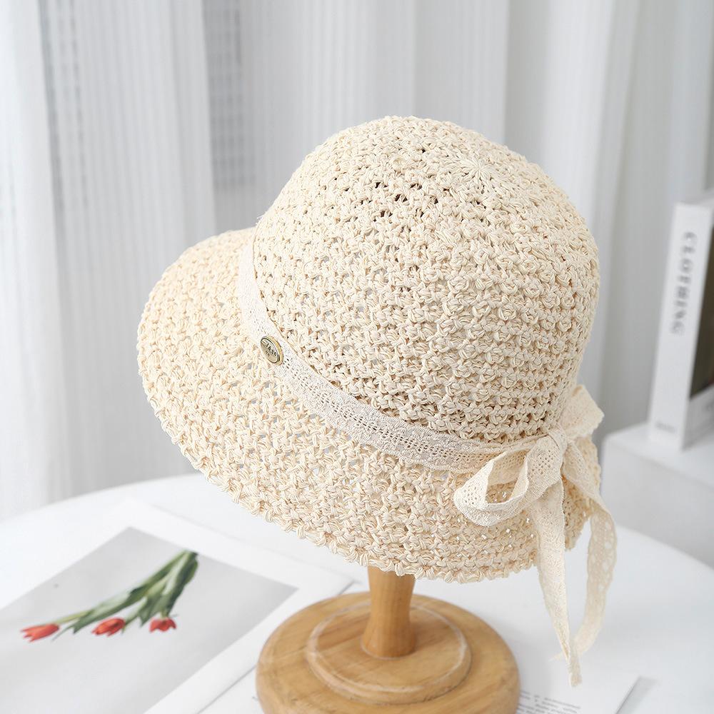 На открытом воздухе 2025 года, новая модная маленькая свежая женская пляжная шляпа с большими полями, женская вязаная шляпа от солнца, складная