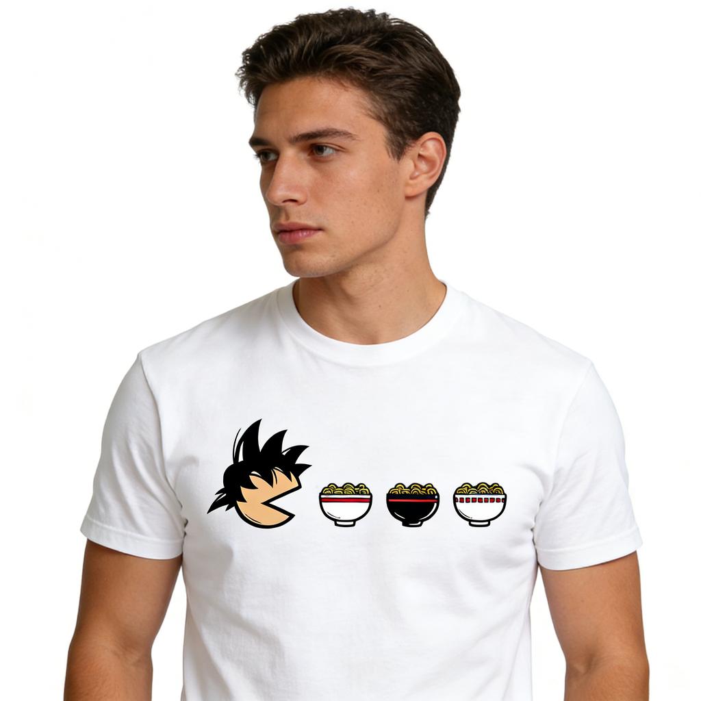Унисекс футболка Спортивная футболка Футболка с коротким рукавом Dragon Ball Силуэт молодого Гоку Посох с хвостом Оранжево-желтый фон Печать