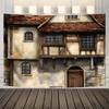 2D plane with a single piece as the background of a medieval-style old house suitable for party decoration