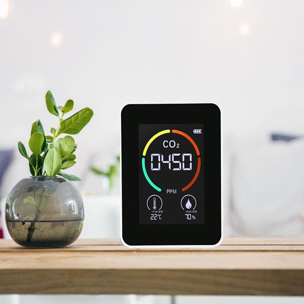 Цифровой измеритель CO2 для контроля качества воздуха 1200 мАч с датчиком температуры и влажности для офисного использования, точный анализ воздуха