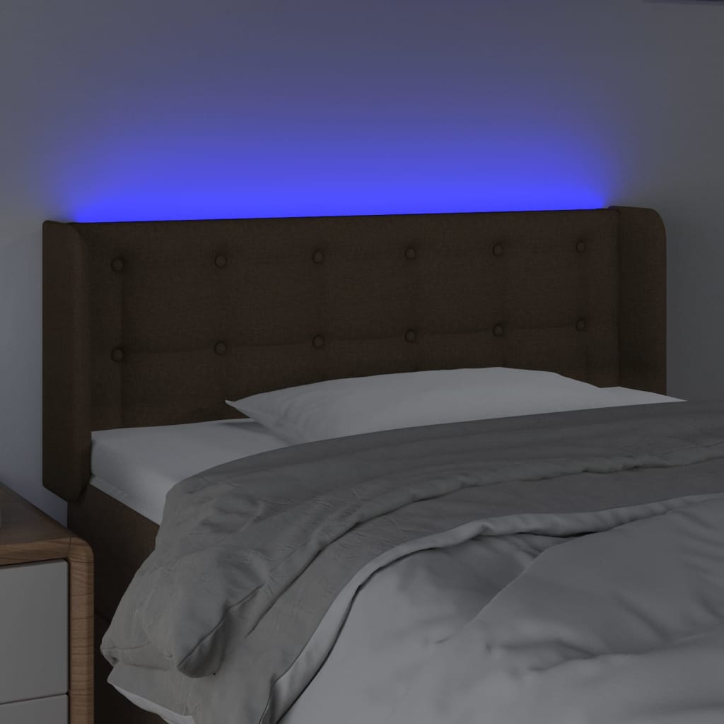 LED Headboard Dark Brown 83x16x78 88 cm Fabric