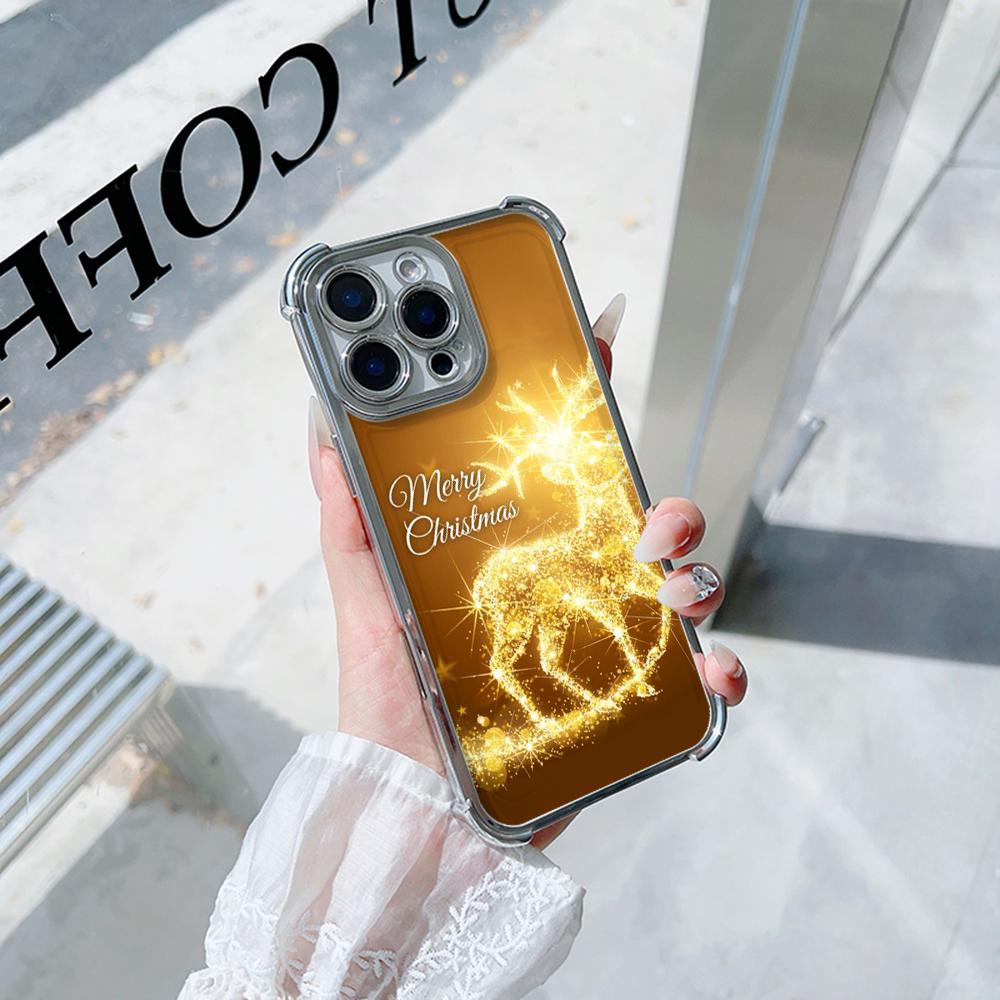 Чехлы для телефонов Ae121 Merry Christmas Santa design art из гальванизированного ТПУ для Samsung A54 A12 A14 S23 S24 Ultra A55 A15 S21 FE с четырьмя углами защиты