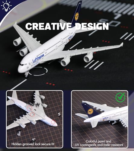 QIYUMOKE 1/400 Немецкий А380 Набор для сборки модели самолета (6-дюймовый Большой) с собранным шасси и подставкой для модели самолета Airbus A380