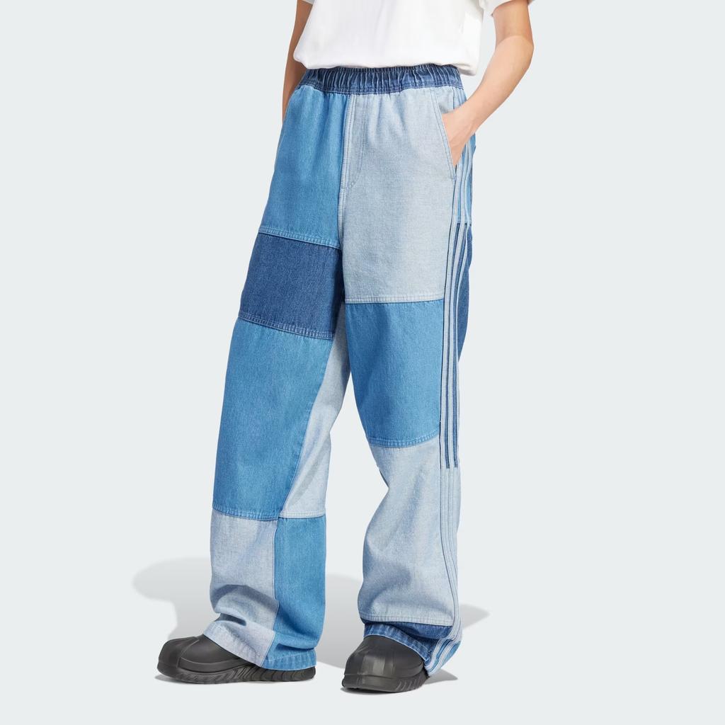 Adidas Originals Kseniaschnaider Patchwork Jeans With Elastic Waist And Wide Legs Women Bottoms Light-Blue IU2463