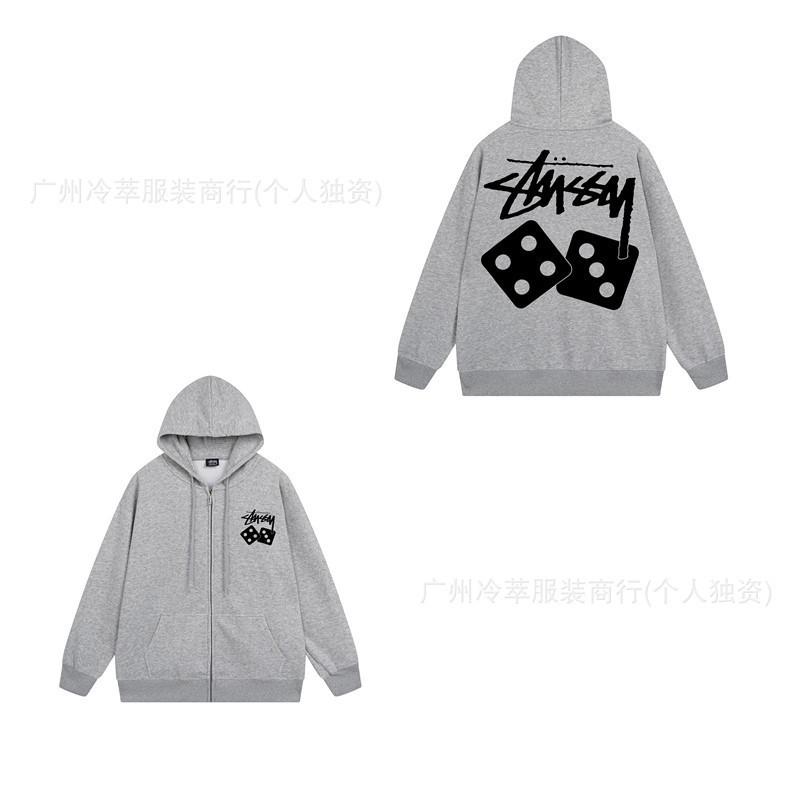 Unisex Hooded Zip-Up Fleece-Lined Sweatshirt With Letter Print Loose Fit Cotton Long Sleeve Men Women