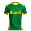 Soccer Fan Pick! Brazil Flag Print Short Sleeve Polo Shirt, Sporty Style