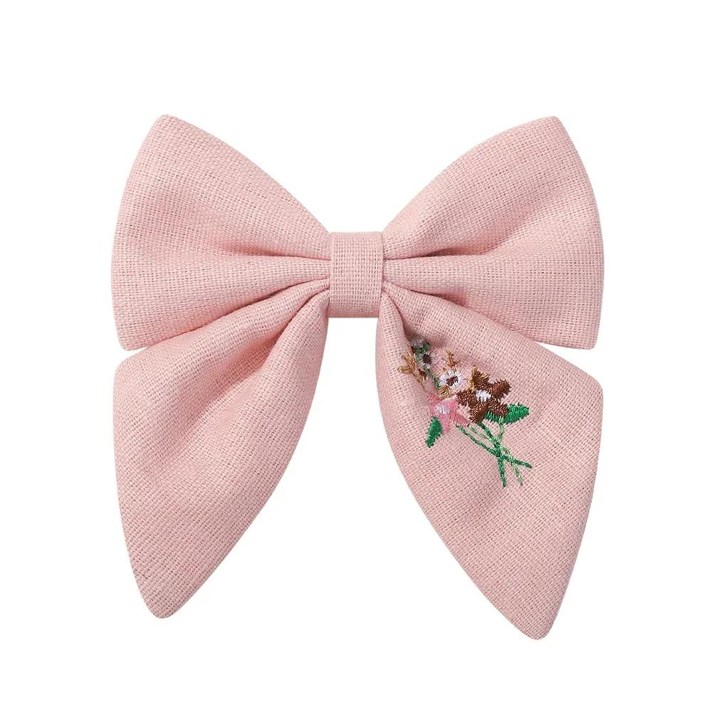 Elegant Floral Cotton Kids Bows Spring Butterfly Hair Clip Print Barrette For Women Girls Sweet Hairpin Accessories