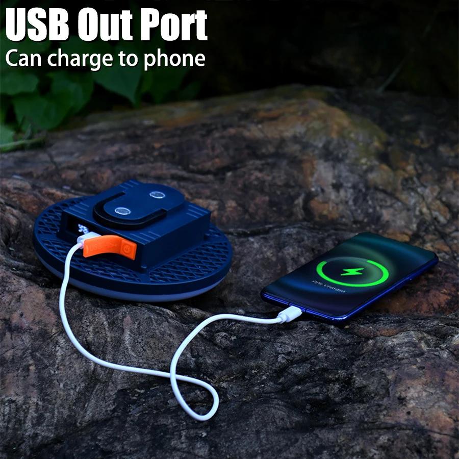 Camping Lamp,Rechargeable Work Light w/Power Display,Magnetic,USB Output, High Brightness LED,Portable Lantern,Outdoor,Emergency