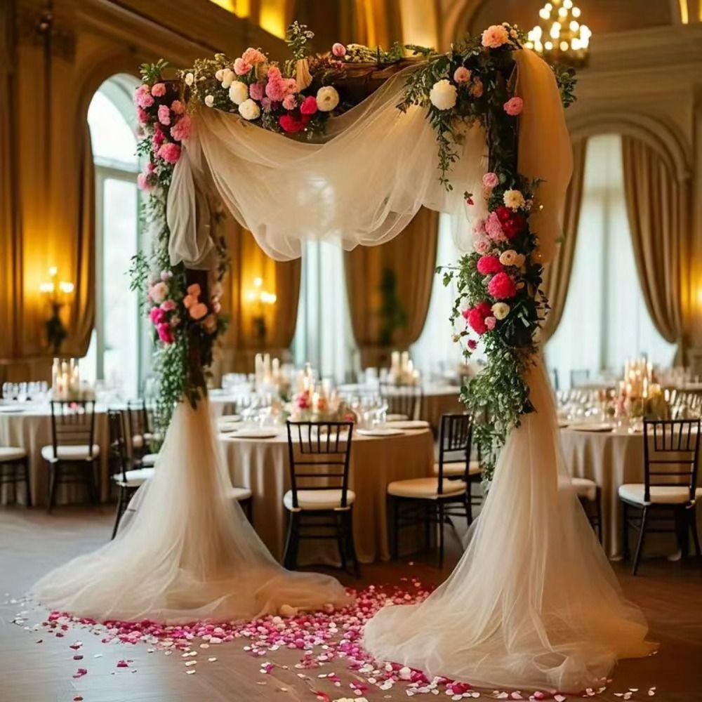 White Pink Wedding Tulle Arch Elegant Backdrop Fabric Arch Draping Fabric  Birthday Party