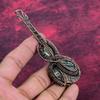 Green Swiss Opal Pendant Guitar Pendant Copper Wire Wrapped Gemstone Jewelry
