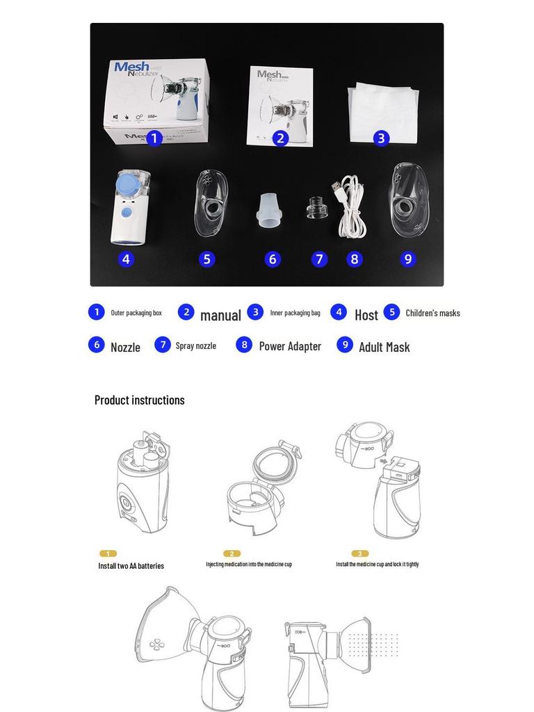 Portable Ultrasonic Handheld Nebulizer for Adults & Children