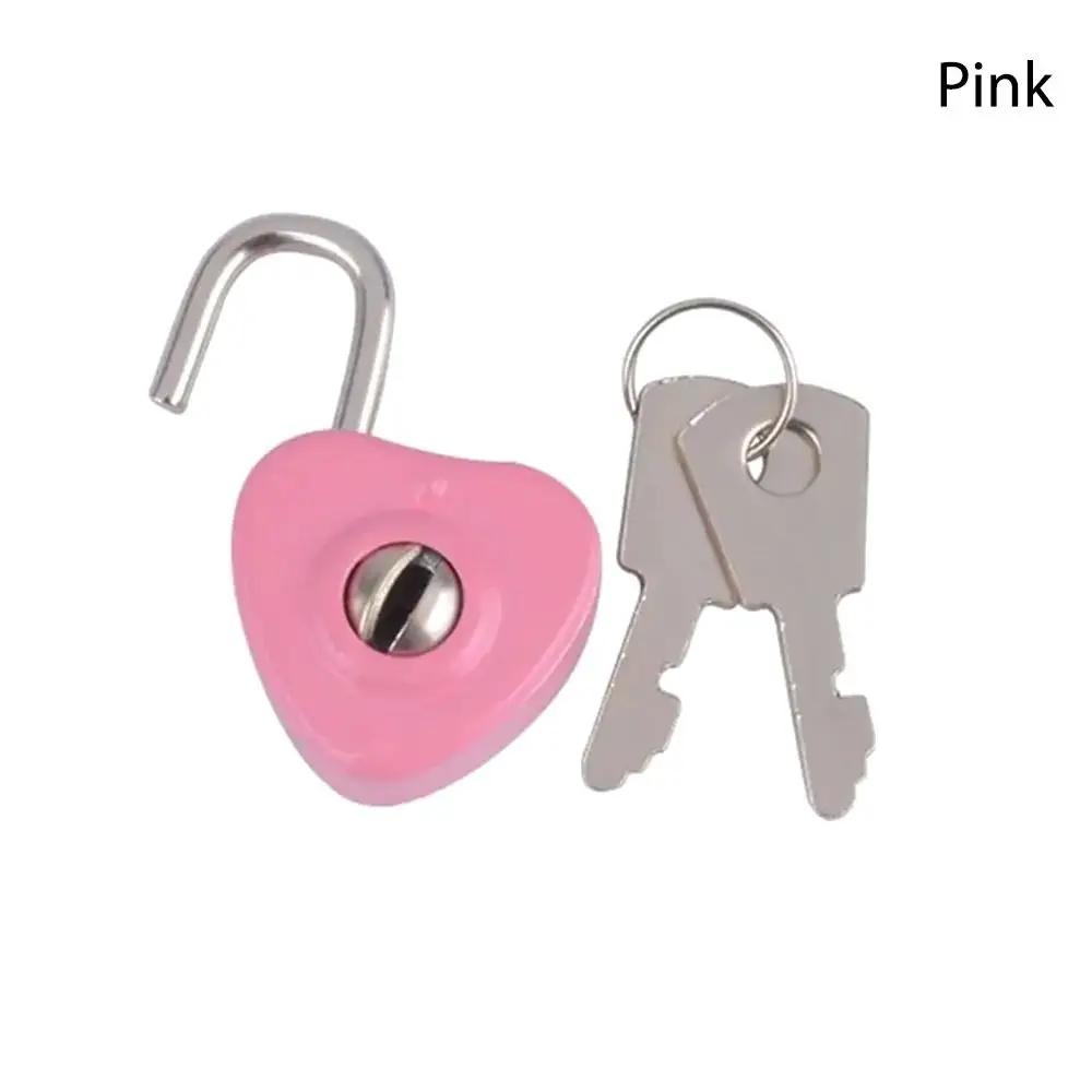 1Set Luggage Lock Archaize Padlocks Old Antique Vintage Style Heart Shaped Security Key Lock Portable Mini Journal Book Lock