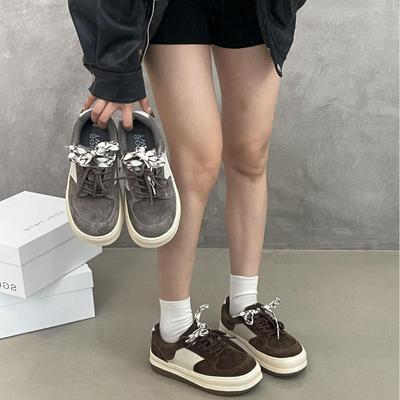 SGIRL Ретро Лоферы на платформе в стиле пэчворк - Женские осенние замшевые легкие повседневные кроссовки