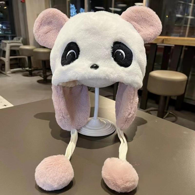 Children's Hats Winter Cute Cartoon Panda Plush Hats Baby Bag Head Hats Boys and Girls Thickened Thermal Ear Hats