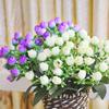 Handmade DIY Craft Silk Bunch Wedding Decoration Small Bud Rose Bridal Bouquet Artificial Flowers